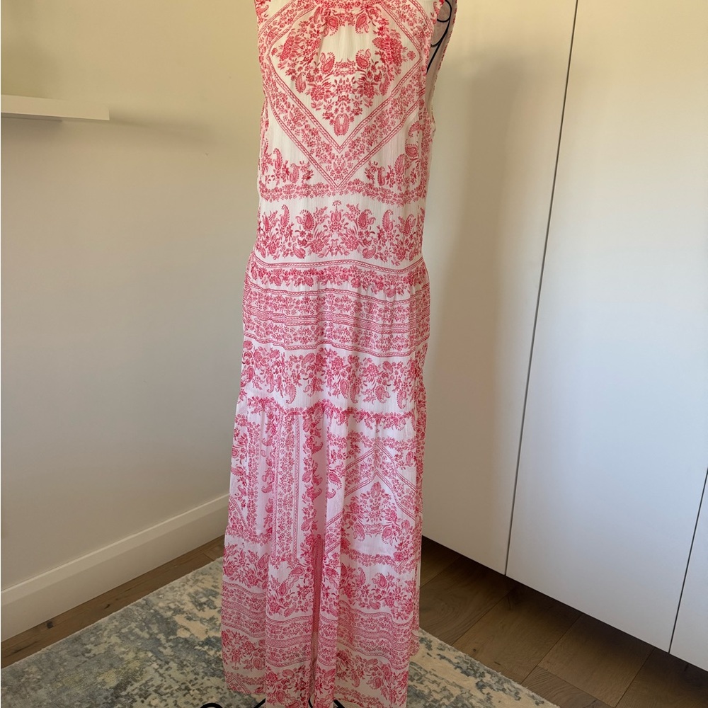 Calvin Klein Pink Tiered Halter Maxi Sundress